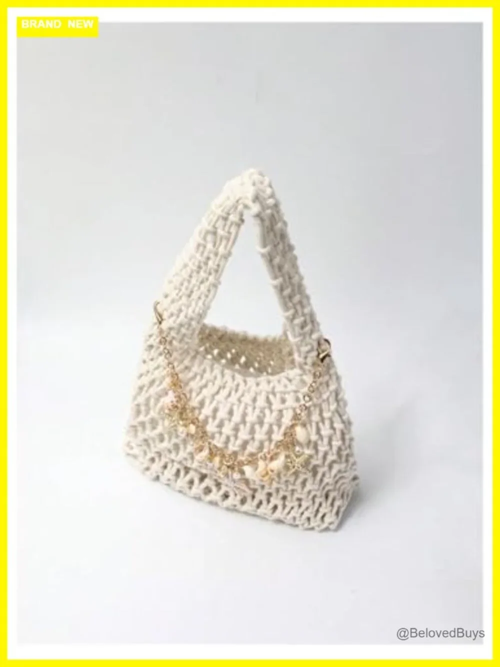 Starfish Pearl Chain Crochet Boho Hollow Out Top Handle Beach Bag